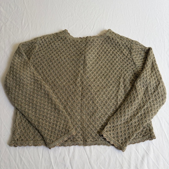 Vintage Anne Klein II Petites Smock Knit Scallop Edge Cardigan Sweater - Picture 2 of 5